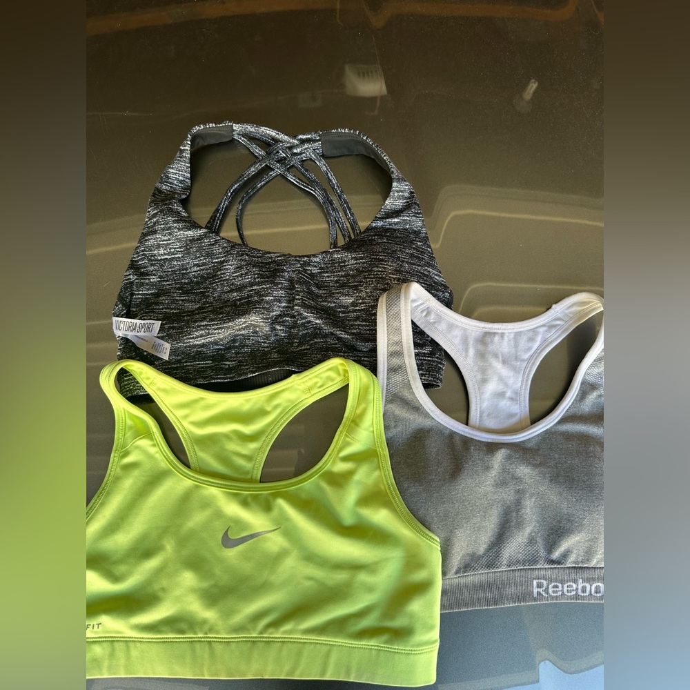Gray , green ,and. Black Racerback Sports Bras
